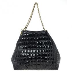 Pre Owned Carolina Herrera Black Patent Quilted Tote