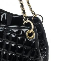 Pre Owned Carolina Herrera Black Patent Quilted Tote