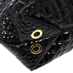 Pre Owned Carolina Herrera Black Patent Quilted Tote