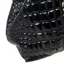 Pre Owned Carolina Herrera Black Patent Quilted Tote