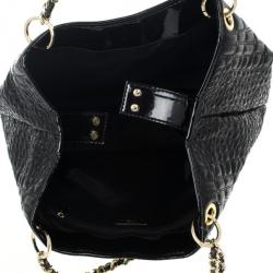 Pre Owned Carolina Herrera Black Patent Quilted Tote
