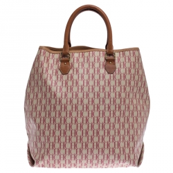 Pre Owned Carolina Herrera Magenta/Browm Monogram Coated Canvas Tote