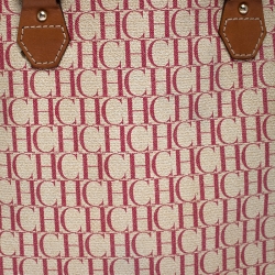 Pre Owned Carolina Herrera Magenta/Browm Monogram Coated Canvas Tote
