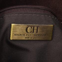 Pre Owned Carolina Herrera Metallic Monogram CH Leather Satchel