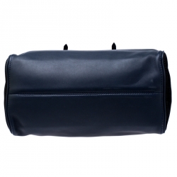 Pre Owned Carolina Herrera Navy Blue/Black Leather Flap Satchel