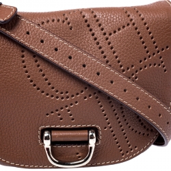 Pre Owned Carolina Herrera Brown Leather Crossbody Flap Bag