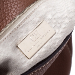 Pre Owned Carolina Herrera Brown Leather Crossbody Flap Bag