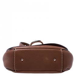 Pre Owned Carolina Herrera Brown Leather Crossbody Flap Bag