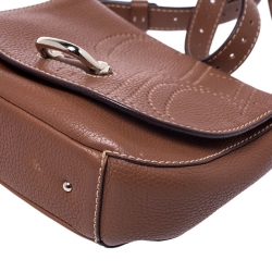 Pre Owned Carolina Herrera Brown Leather Crossbody Flap Bag