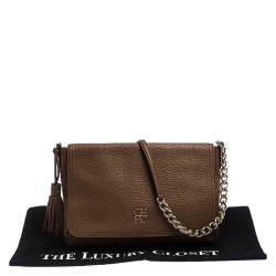 Pre Owned Carolina Herrera Brown Leather Tassel Shoulder Bag
