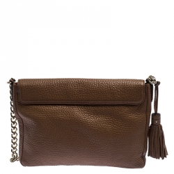 Pre Owned Carolina Herrera Brown Leather Tassel Shoulder Bag