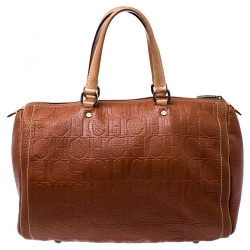 مملوكة مسبقًا Carolina Herrera Brown Leather Large Andy Boston Bag