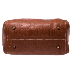 مملوكة مسبقًا Carolina Herrera Brown Leather Large Andy Boston Bag