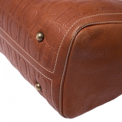 مملوكة مسبقًا Carolina Herrera Brown Leather Large Andy Boston Bag