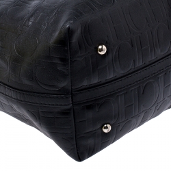 Pre Owned Carolina Herrera Black Monogram Leather Matryoshka Tote