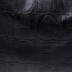 Pre Owned Carolina Herrera Black Monogram Leather Matryoshka Tote