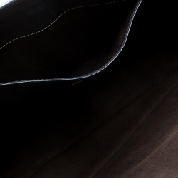 Pre Owned Carolina Herrera Navy Blue Monogram Leather Shopper Tote