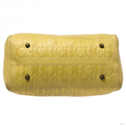 Carolina Herrera Yellow Leather Large Andy Boston Bag