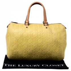 Carolina Herrera Yellow Leather Large Andy Boston Bag