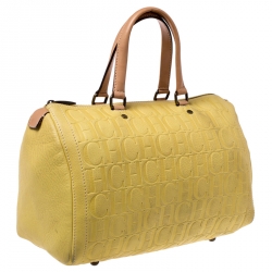 Carolina Herrera Yellow Leather Large Andy Boston Bag