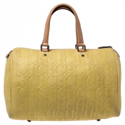 Carolina Herrera Yellow Leather Large Andy Boston Bag