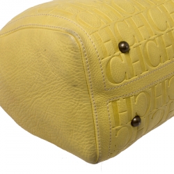 Carolina Herrera Yellow Leather Large Andy Boston Bag