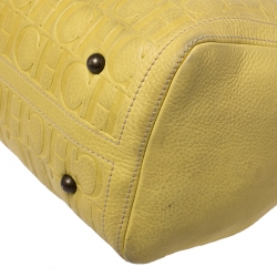 Carolina Herrera Yellow Leather Large Andy Boston Bag