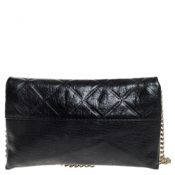 Pre Owned Carolina Herrera Black Quilted Leather Flap Crossbody Bag