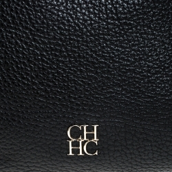 Pre Owned Carolina Herrera Black Leather Tassel Chain Hobo
