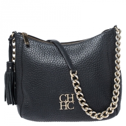 Carolina Herrera Brown Leather Chain Tassel Shoulder Bag at 1stDibs