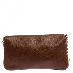 Pre Owned Carolina Herrera Tan Leather Chain Flap Shoulder Bag