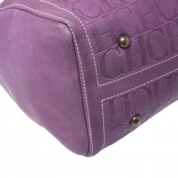 Pre Owned Carolina Herrera Light Purple Monogram Leather Andy Boston Bag