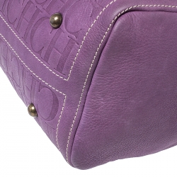 Pre Owned Carolina Herrera Light Purple Monogram Leather Andy Boston Bag