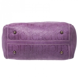 Pre Owned Carolina Herrera Light Purple Monogram Leather Andy Boston Bag