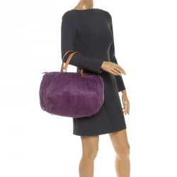 Pre Owned Carolina Herrera Light Purple Monogram Leather Andy Boston Bag