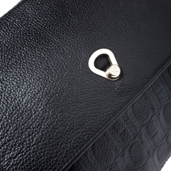 Pre Owned Carolina Herrera Black/Brown Monogram Embossed Leather Top Handle Bag