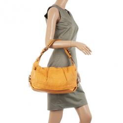 Pre Owned Carolina Herrera Tan Embossed  Shoulder Bag