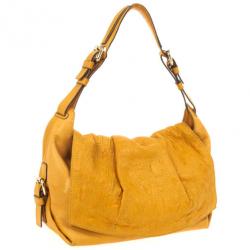 Pre Owned Carolina Herrera Tan Embossed  Shoulder Bag