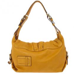 Pre Owned Carolina Herrera Tan Embossed  Shoulder Bag