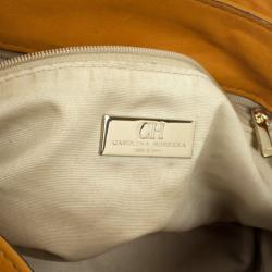 Pre Owned Carolina Herrera Tan Embossed  Shoulder Bag