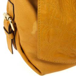 Pre Owned Carolina Herrera Tan Embossed  Shoulder Bag