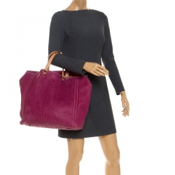 Pre Owned حقيبة كارولينا هيريرا  آندي جلد فوشيا مونوغرامي