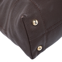 Pre Owned Carolina Herrera Brown Leather Chain Handle Tote Bag