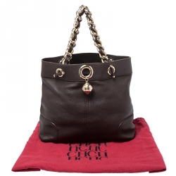 Pre Owned Carolina Herrera Brown Leather Chain Handle Tote Bag