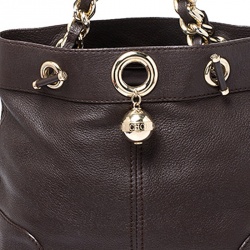 Pre Owned Carolina Herrera Brown Leather Chain Handle Tote Bag