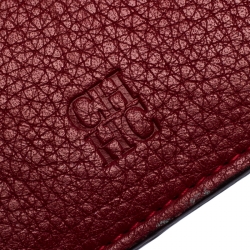 Pre Owned Carolina Herrera Red Monogram Leather Tri Fold Compact Wallet