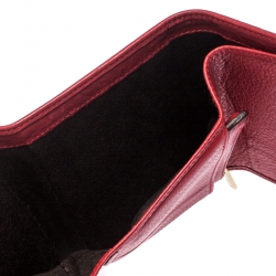 Pre Owned Carolina Herrera Red Monogram Leather Tri Fold Compact Wallet