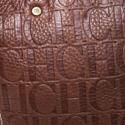 مملوكة مسبقًا Carolina Herrera Brown Monogram Leather Andy Tote