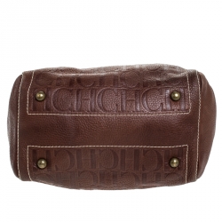 مملوكة مسبقًا Carolina Herrera Brown Monogram Leather Andy Tote