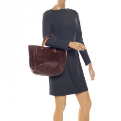 مملوكة مسبقًا Carolina Herrera Brown Monogram Leather Andy Tote